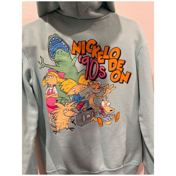 NICKELODEON 90's Retro Hey Arnold Blue Graphic Cartoon Hoodie - Picture 4 of 5